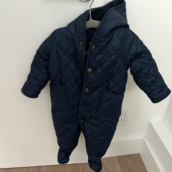 Ralph Lauren baby boy quilted snowsuit Hooded Barn Bunting navy blue - 6 months - Picture 6 of 7
